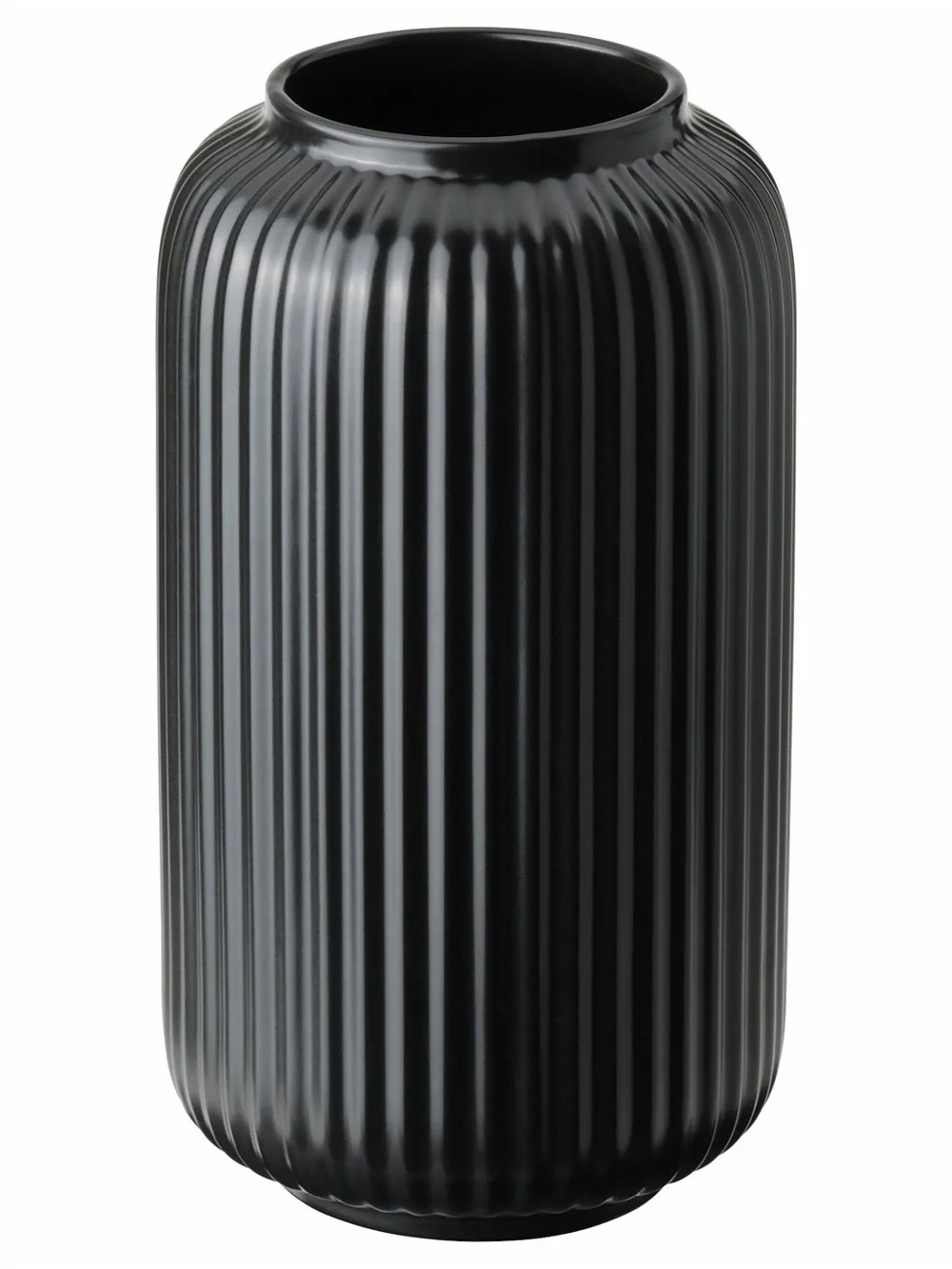 IKEA Black Ribbed Ceramic Vase